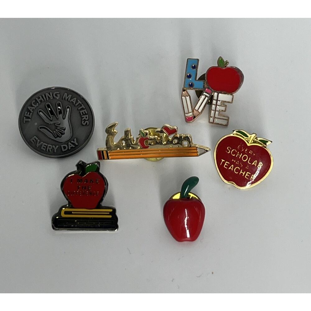 Teacher Pin Lot of 5 Education Apple Teaching Matters LOVE I Make the Difference